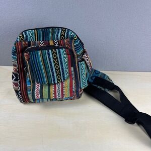 Rising International Cotton Baja Sling Bag Woven Boho Crossbody Backpack Nepal